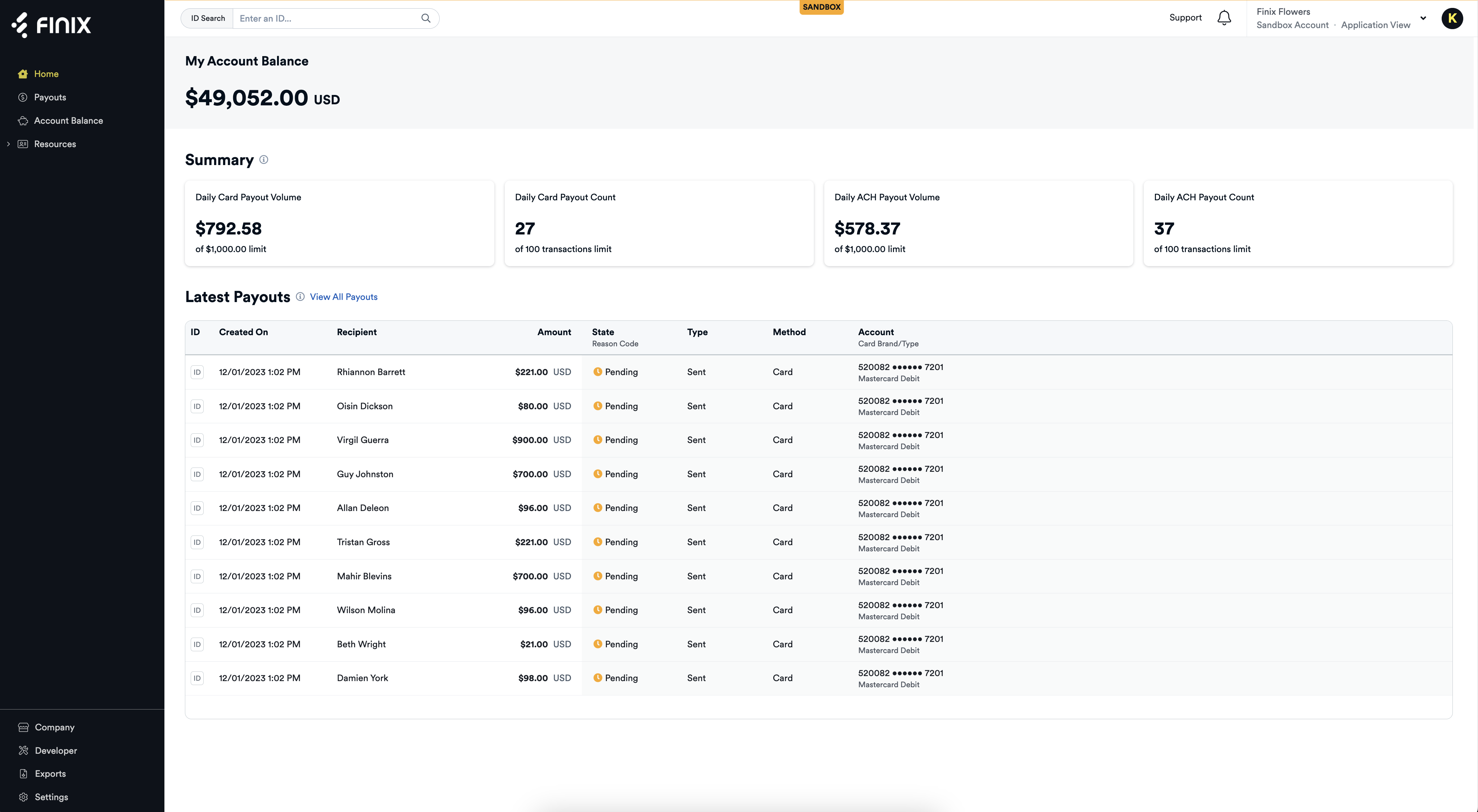 Home Page Payouts