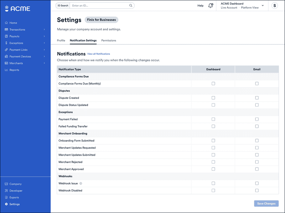 Merchant Update Requests Notifications