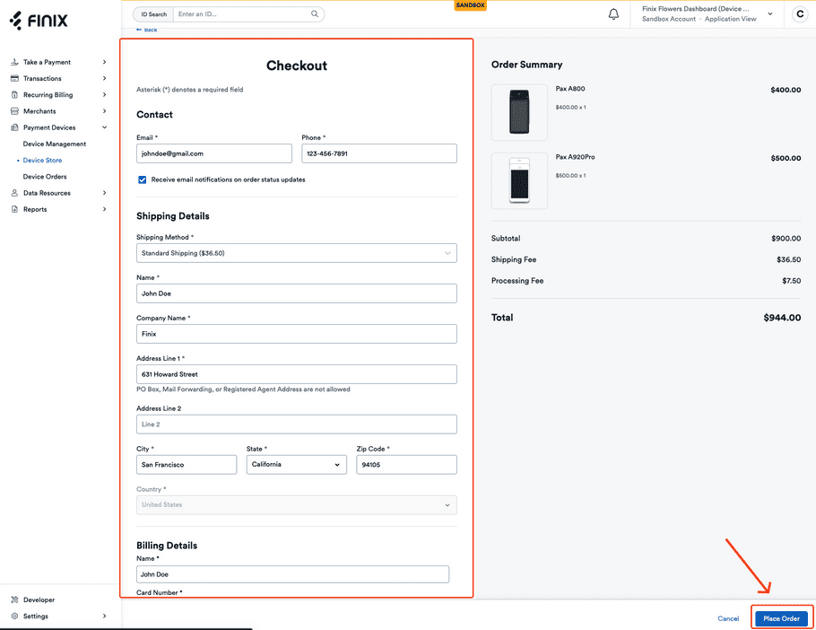 Device Store Checkout